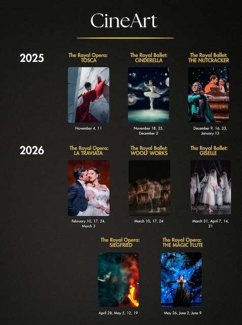 Opus and NUSTAR Premier Cinemas Present World-Class Ballet, Opera, and Music Films Through CineArts