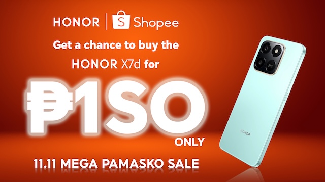 Piso Sale Alert: Get Water-Resistant AI Phone HONOR X7d For Just One Peso this 11.11 Sale!
