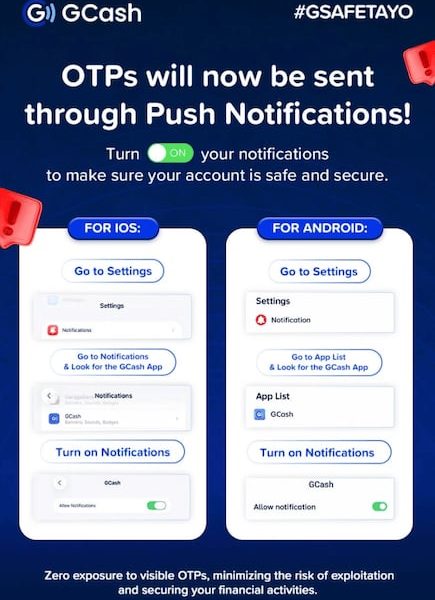 GCash fully rolls out in-app OTPs via push notifications to combat phishing scams, fraud this June 2026