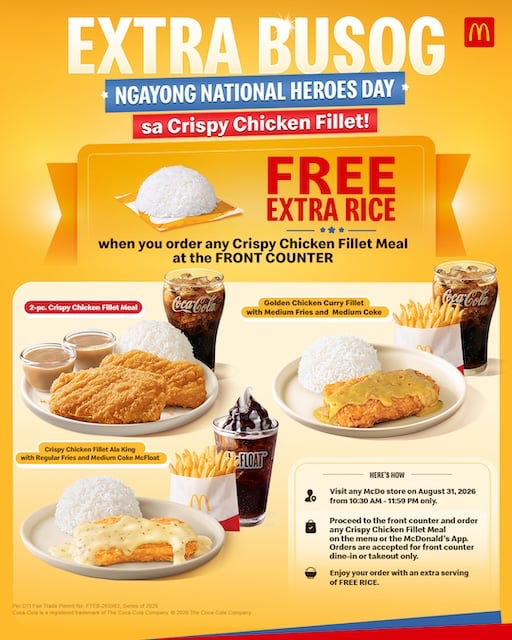McDonald’s Goes Extra for Everyday Filipinos This National Heroes Day With FREE Extra Rice on Crispy Chicken Fillet Meals