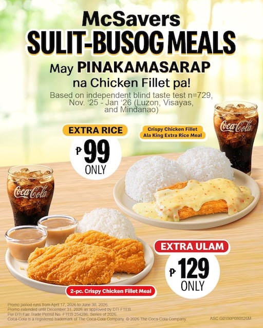 Two decades on, McDonald’s best-tasting Crispy Chicken Fillet gives more fill and more value with Sulit Busog Meals
