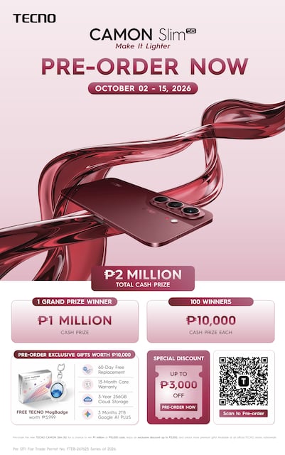 TECNO CAMON Slim 5G Pre-Order Opens in the Philippines at ₱27,999 with Free ₱5,999 MagBadge