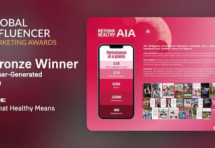 AIA Philippines wins Bronze at Global Influencer Marketing Awards for sparking a national conversation on healthy living