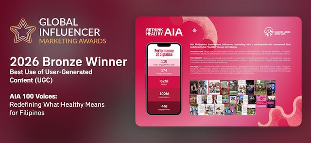 AIA Philippines wins Bronze at Global Influencer Marketing Awards for sparking a national conversation on healthy living
