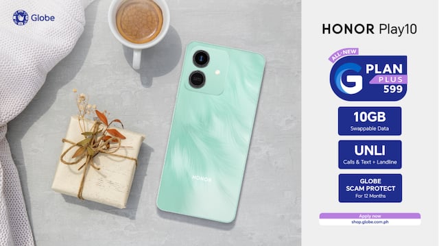 Get HONOR Play 10 for as Low as PHP 700 via Globe Postpaid Plans